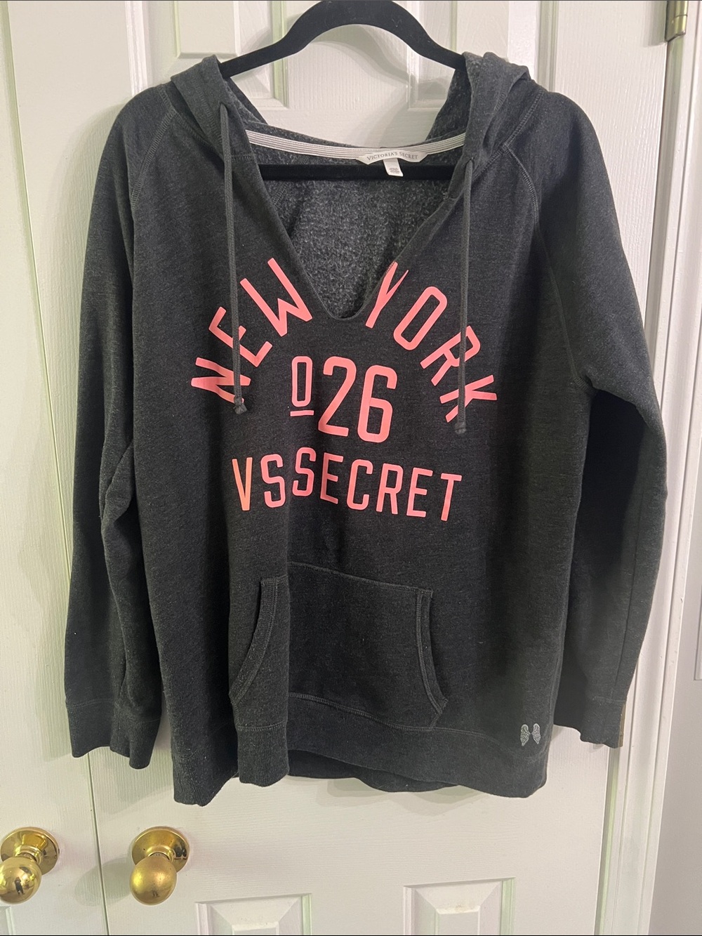Victoria's Secret Black Hoodie Sweater with Pink 'New York 026' Graphic